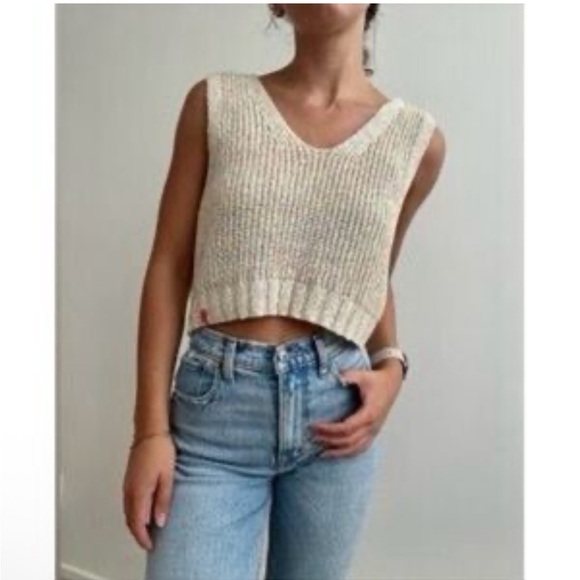 BDG Urban Outfitters Rainbow Beige Knit Tank Sweater Vest - Picture 1 of 4